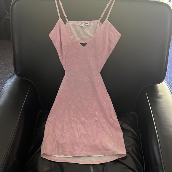 Fashion Nova Pink Glittery Cut Out Bodycon Mini Dress Size Small - Picture 4 of 9